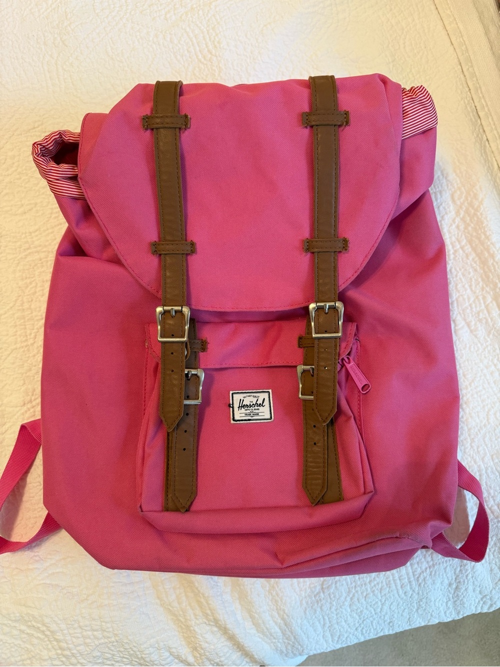 Herschel Supply Company Pink Backpack with Brown Straps